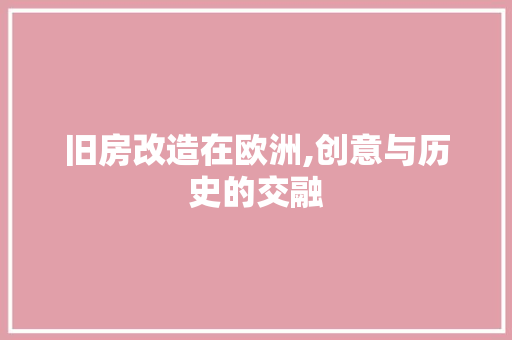 旧房改造在欧洲,创意与历史的交融
