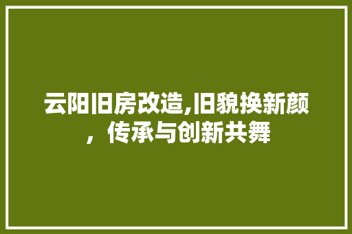 云阳旧房改造,旧貌换新颜，传承与创新共舞