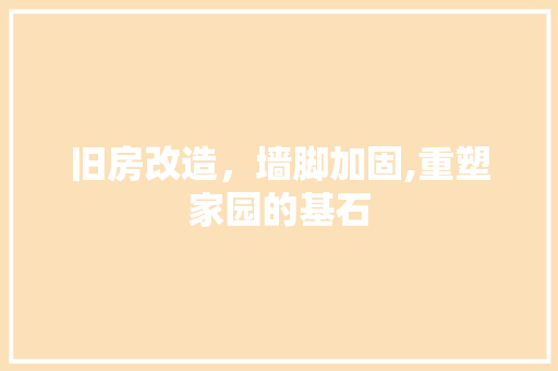旧房改造，墙脚加固,重塑家园的基石
