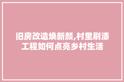 旧房改造焕新颜,村里刷漆工程如何点亮乡村生活