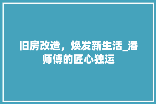 旧房改造，焕发新生活_潘师傅的匠心独运