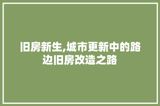 旧房新生,城市更新中的路边旧房改造之路