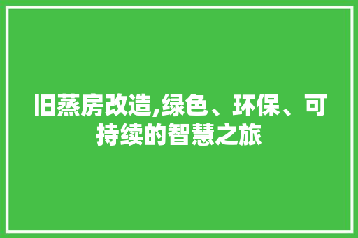 旧蒸房改造,绿色、环保、可持续的智慧之旅