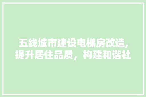 五线城市建设电梯房改造,提升居住品质，构建和谐社区