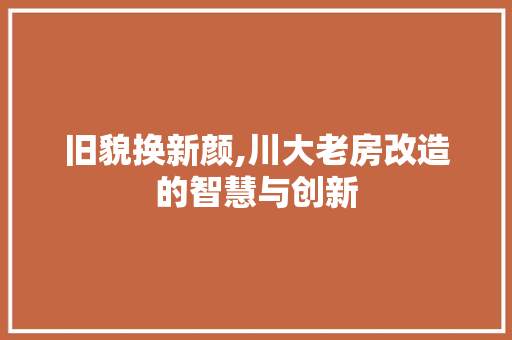 旧貌换新颜,川大老房改造的智慧与创新