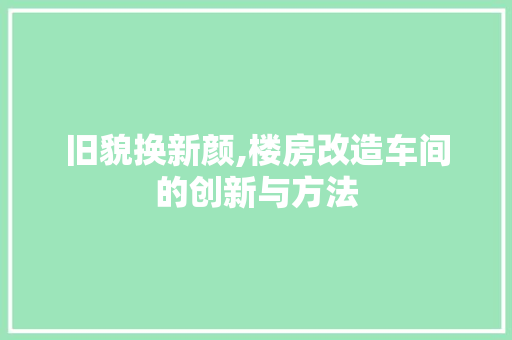 旧貌换新颜,楼房改造车间的创新与方法