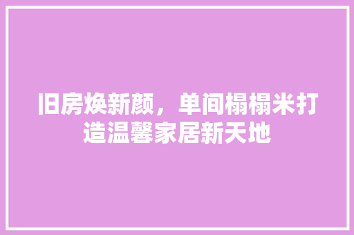 旧房焕新颜，单间榻榻米打造温馨家居新天地