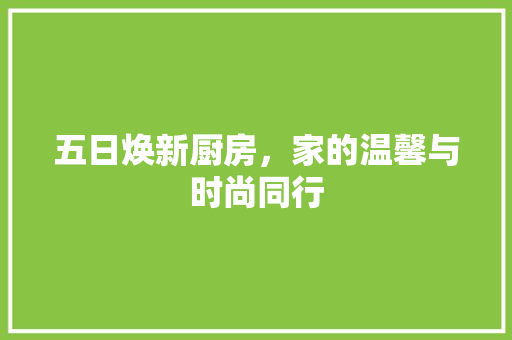 五日焕新厨房，家的温馨与时尚同行