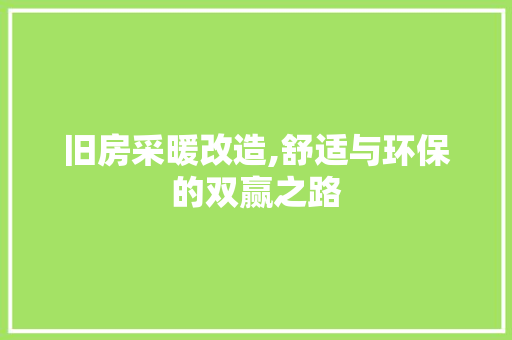 旧房采暖改造,舒适与环保的双赢之路