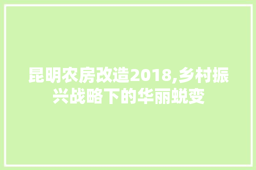 昆明农房改造2018,乡村振兴战略下的华丽蜕变