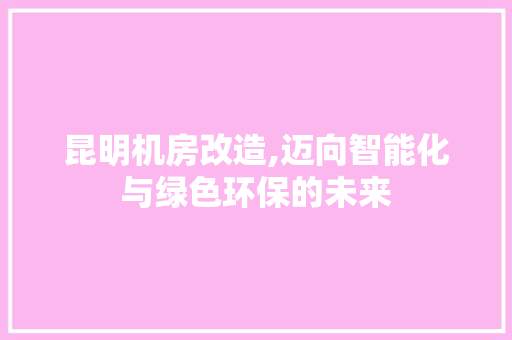 昆明机房改造,迈向智能化与绿色环保的未来