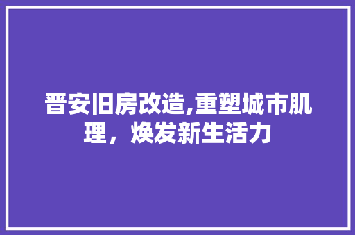 晋安旧房改造,重塑城市肌理，焕发新生活力