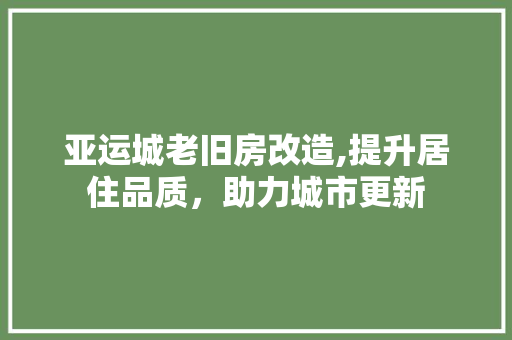 亚运城老旧房改造,提升居住品质，助力城市更新