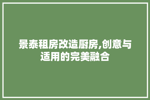 景泰租房改造厨房,创意与适用的完美融合