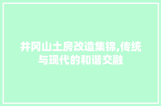 井冈山土房改造集锦,传统与现代的和谐交融