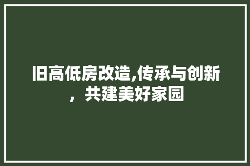 旧高低房改造,传承与创新，共建美好家园