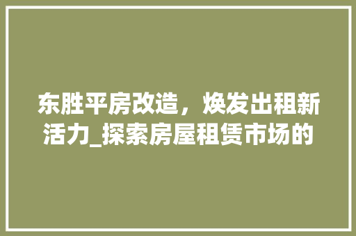 东胜平房改造，焕发出租新活力_探索房屋租赁市场的创新之路
