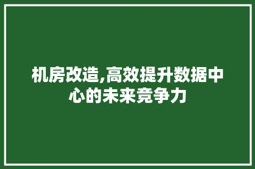 机房改造,高效提升数据中心的未来竞争力