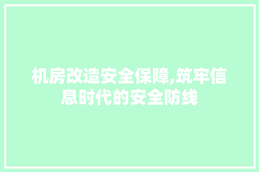 机房改造安全保障,筑牢信息时代的安全防线