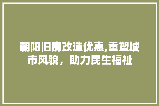 朝阳旧房改造优惠,重塑城市风貌，助力民生福祉