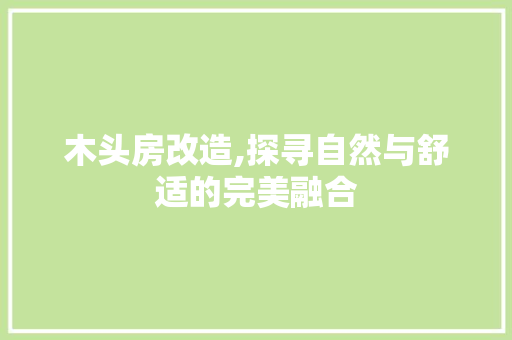 木头房改造,探寻自然与舒适的完美融合