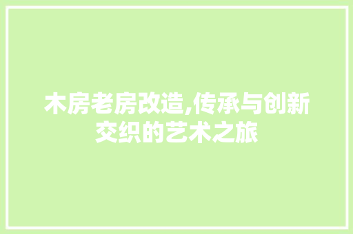 木房老房改造,传承与创新交织的艺术之旅