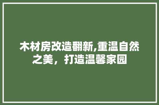 木材房改造翻新,重温自然之美，打造温馨家园