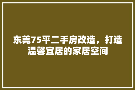 东莞75平二手房改造，打造温馨宜居的家居空间