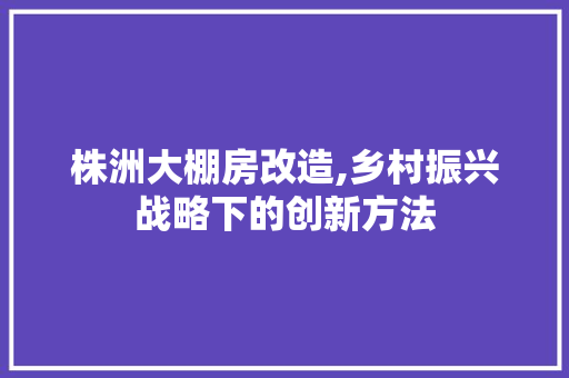 株洲大棚房改造,乡村振兴战略下的创新方法