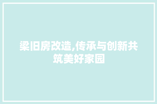 梁旧房改造,传承与创新共筑美好家园