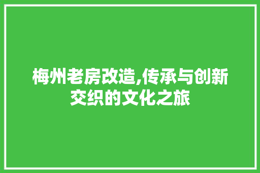 梅州老房改造,传承与创新交织的文化之旅