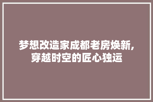 梦想改造家成都老房焕新,穿越时空的匠心独运