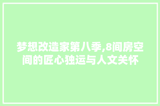 梦想改造家第八季,8间房空间的匠心独运与人文关怀