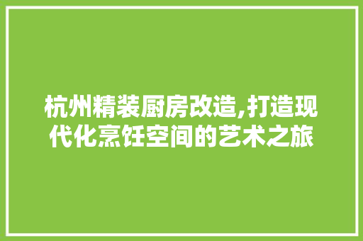 杭州精装厨房改造,打造现代化烹饪空间的艺术之旅