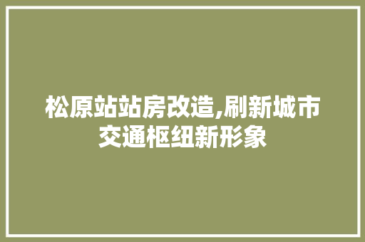 松原站站房改造,刷新城市交通枢纽新形象