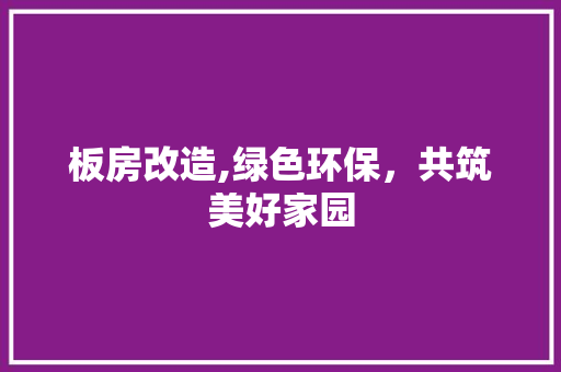 板房改造,绿色环保，共筑美好家园