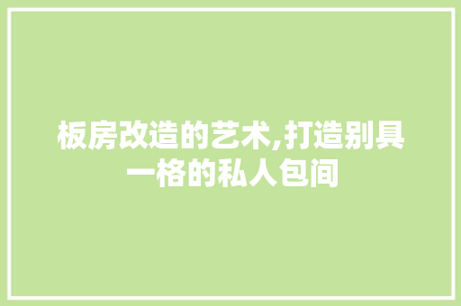 板房改造的艺术,打造别具一格的私人包间