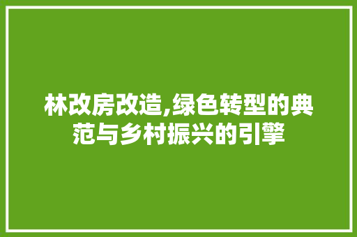 林改房改造,绿色转型的典范与乡村振兴的引擎