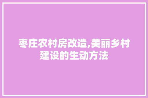 枣庄农村房改造,美丽乡村建设的生动方法