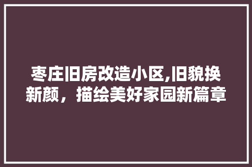 枣庄旧房改造小区,旧貌换新颜，描绘美好家园新篇章