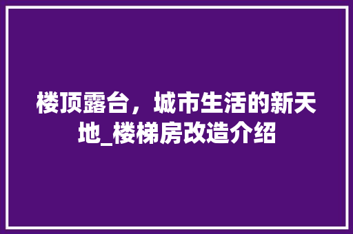 楼顶露台，城市生活的新天地_楼梯房改造介绍
