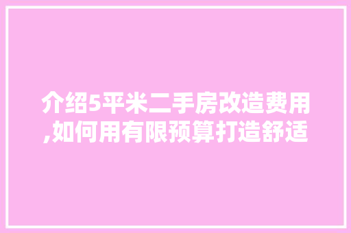 介绍5平米二手房改造费用,如何用有限预算打造舒适空间