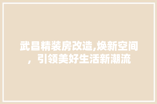 武昌精装房改造,焕新空间，引领美好生活新潮流
