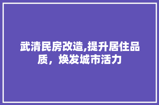 武清民房改造,提升居住品质，焕发城市活力