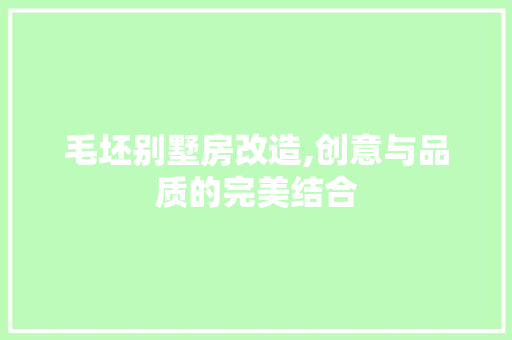毛坯别墅房改造,创意与品质的完美结合