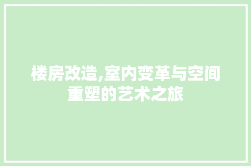 楼房改造,室内变革与空间重塑的艺术之旅