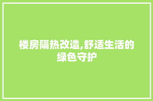 楼房隔热改造,舒适生活的绿色守护