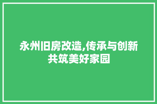 永州旧房改造,传承与创新共筑美好家园