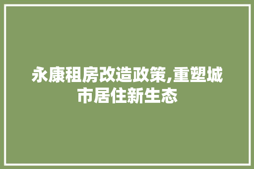永康租房改造政策,重塑城市居住新生态