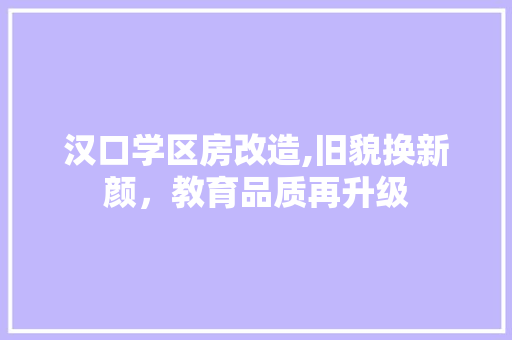 汉口学区房改造,旧貌换新颜，教育品质再升级